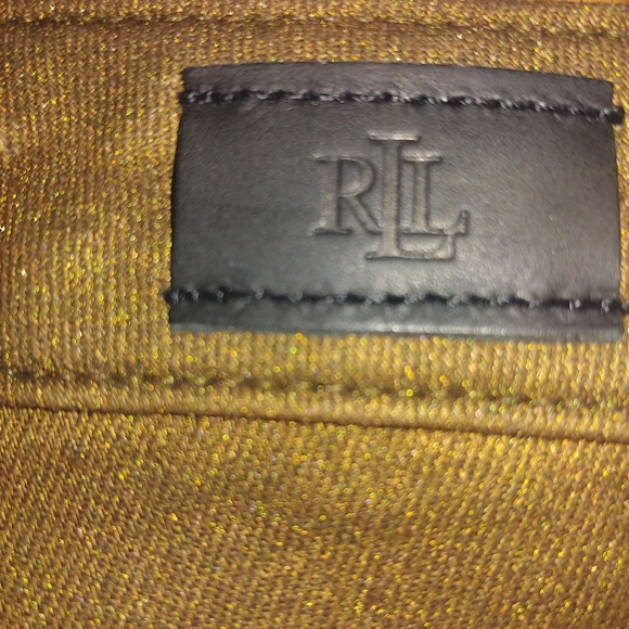 NWOT Lauren Ralph Lauren Metallic Gold High Rise Straight Ankle Jeans – Size 8 - Picture 6 of 9